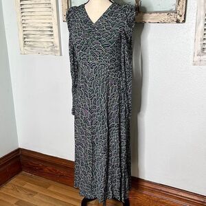 Kate Spade New York Womens Maxi Dress Puff Shoulder Long Sleeve Abstract Size 0